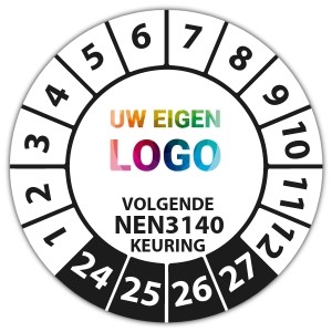 Keuringssticker volgende NEN 3140 keuring op vel - Keuringsstickers NEN-normen logo