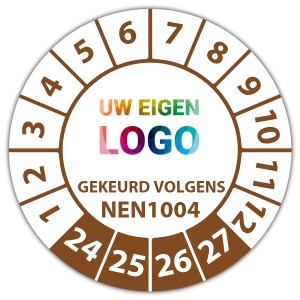 Keuringssticker gekeurd volgens NEN 1004 op vel - Keuringsstickers NEN-normen logo