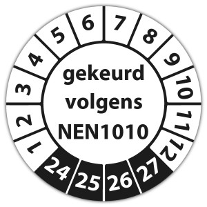 Keuringssticker gekeurd volgens NEN 1010 op vel - Keuringsstickers NEN-normen
