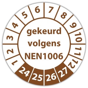 Keuringssticker gekeurd volgens NEN 1006 op vel - Keuringsstickers NEN-normen