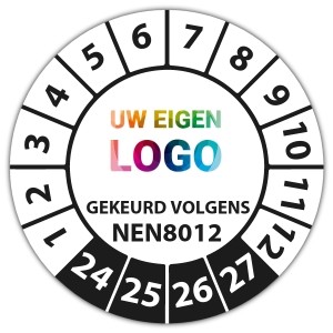 Keuringssticker gekeurd volgens NEN 8012 op vel - Keuringsstickers NEN-normen logo