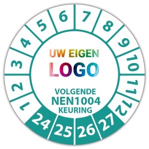 Keuringssticker volgende NEN 1004 keuring op vel - Keuringsstickers NEN-normen logo