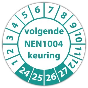 Keuringssticker volgende NEN 1004 keuring op vel - Keuringsstickers NEN-normen