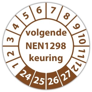 Keuringssticker volgende NEN 1298 keuring op vel - Keuringsstickers NEN-normen