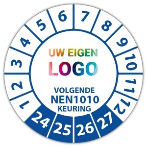 Keuringssticker volgende NEN 1010 keuring op vel - Keuringsstickers NEN-normen logo