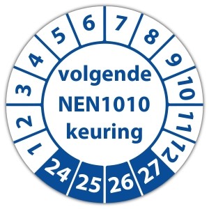 Keuringssticker volgende NEN 1010 keuring op vel - Keuringsstickers NEN-normen