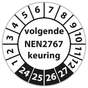 Keuringssticker volgende NEN 2767 keuring op vel - Keuringsstickers NEN-normen