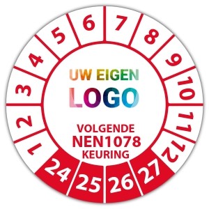 Keuringssticker volgende NEN 1078 keuring op vel - Keuringsstickers NEN-normen logo