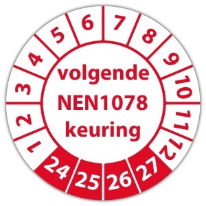 Keuringssticker volgende NEN 1078 keuring op vel - Keuringsstickers NEN-normen