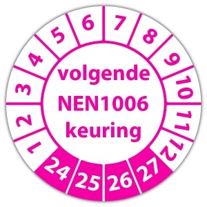 Keuringssticker volgende NEN 1006 keuring op vel - Keuringsstickers NEN-normen