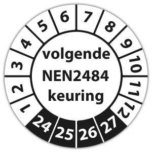 Keuringssticker volgende NEN 2484 keuring op vel - Keuringsstickers NEN-normen