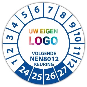 Keuringssticker volgende NEN 8012 keuring op vel - Keuringsstickers NEN-normen logo