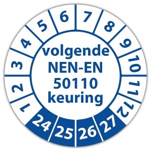 Keuringssticker volgende NEN-EN 50110 keuring op vel - Keuringsstickers NEN-normen
