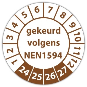 Keuringssticker gekeurd volgens NEN 1594 op vel - Keuringsstickers NEN-normen