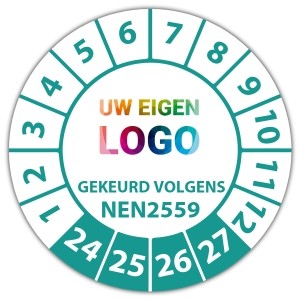 Keuringssticker gekeurd volgens NEN 2559 op vel - Keuringsstickers NEN-normen logo