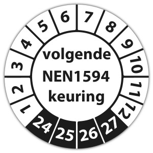 Keuringssticker volgende NEN 1594 keuring op vel - Keuringsstickers NEN-normen