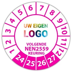 Keuringssticker volgende NEN 2559 keuring op vel - Keuringsstickers NEN-normen logo