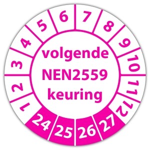Keuringssticker volgende NEN 2559 keuring op vel - Keuringsstickers NEN-normen