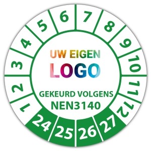 Keuringssticker gekeurd volgens NEN 3140 op vel - Keuringsstickers NEN-normen logo