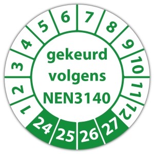 Keuringssticker gekeurd volgens NEN 3140 op vel - Keuringsstickers NEN-normen