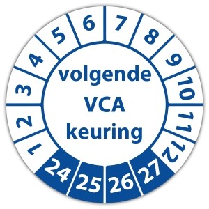 Keuringssticker volgende VCA keuring op vel - VCA keuringsstickers