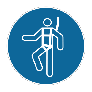Gebodsticker Veiligheidsharnas verplicht (M018) - Gebodstickers