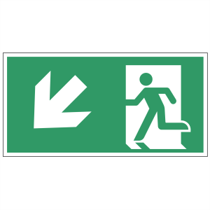 Nooduitgang sticker Vluchtweg naar beneden links (A225 E001) - Nooduitgang stickers