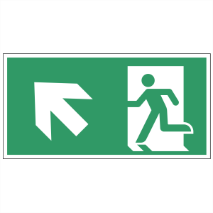 Nooduitgang sticker Vluchtweg omhoog links (A315E001) - Nooduitgang stickers