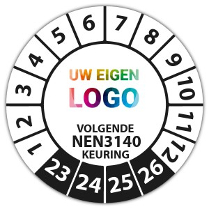 Keuringssticker volgende NEN 3140 keuring - Keuringsstickers met uw logo logo