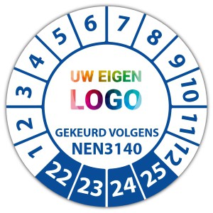 Keuringssticker gekeurd volgens NEN 3140 - Keuringsstickers op rol logo