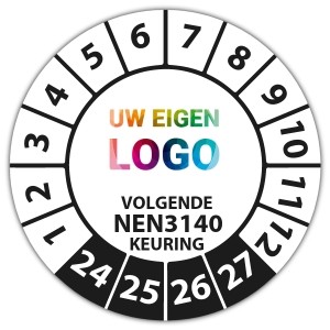 Keuringssticker "volgende NEN 3140 keuring" logo