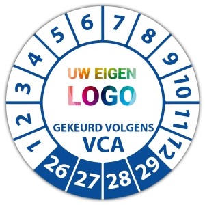 Keuringssticker gekeurd volgens VCA - Keuringsstickers op vel logo