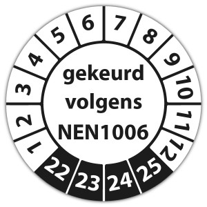 Keuringssticker gekeurd volgens NEN 1006 - Keuringsstickers NEN-normen