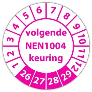 Keuringssticker volgende NEN 1004 keuring - Keuringsstickers op vel