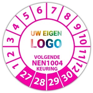 Keuringssticker volgende NEN 1004 keuring - Keuringsstickers NEN-normen logo