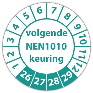 Keuringssticker volgende NEN 1010 keuring - NEN1010 keuringsstickers - Laagspanningsinstallaties