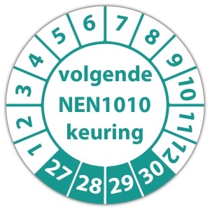 Keuringssticker volgende NEN 1010 keuring - Keuringsstickers NEN-normen