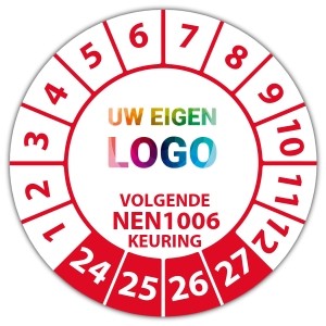 Keuringssticker "volgende NEN 1006 keuring" logo