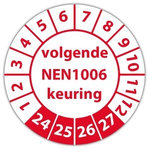 Keuringssticker "volgende NEN 1006 keuring"