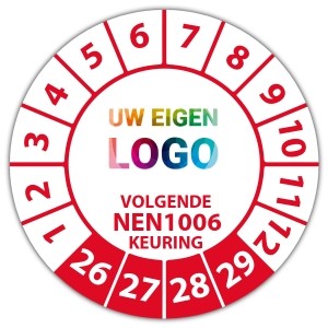 Keuringssticker "volgende NEN 1006 keuring" logo