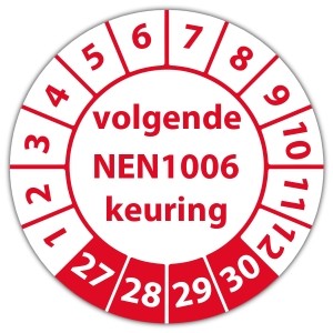 Keuringssticker volgende NEN 1006 keuring - Keuringsstickers NEN-normen