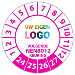 Keuringssticker "volgende NEN 8012 keuring" logo