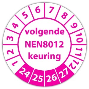 Keuringssticker volgende NEN 8012 keuring - Keuringsstickers NEN-normen