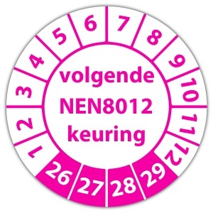 Keuringssticker volgende NEN 8012 keuring - 