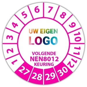 Keuringssticker volgende NEN 8012 keuring - Keuringsstickers NEN-normen logo