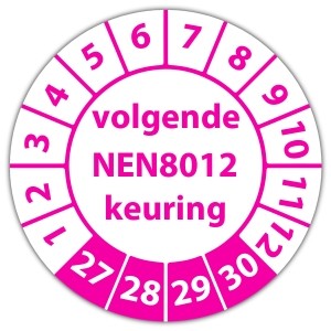 Keuringssticker volgende NEN 8012 keuring - Keuringsstickers NEN-normen