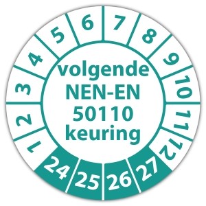 Keuringssticker volgende NEN-EN 50110 keuring - Keuringsstickers NEN-normen