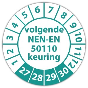 Keuringssticker volgende NEN-EN 50110 keuring - Keuringsstickers NEN-normen
