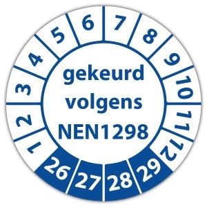 Keuringssticker gekeurd volgens NEN 1298 - Keuringsstickers op vel