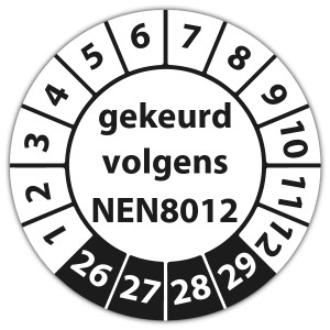 Keuringssticker gekeurd volgens NEN 8012 - Keuringsstickers op vel